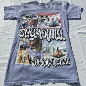 Sugarhill Beverly Hills Horror Show T Shirt Size Small Vintage Blue